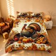 thumbnail image 3 of Homewish Vintage Thanksgiving Turkey Bedding, Maple Fruit Harvest Duvet Cover Full, Orange Cream Brown, Reversible 3 Pieces, 1 Duvet Cover and 2 Pillowcases, 3 of 6