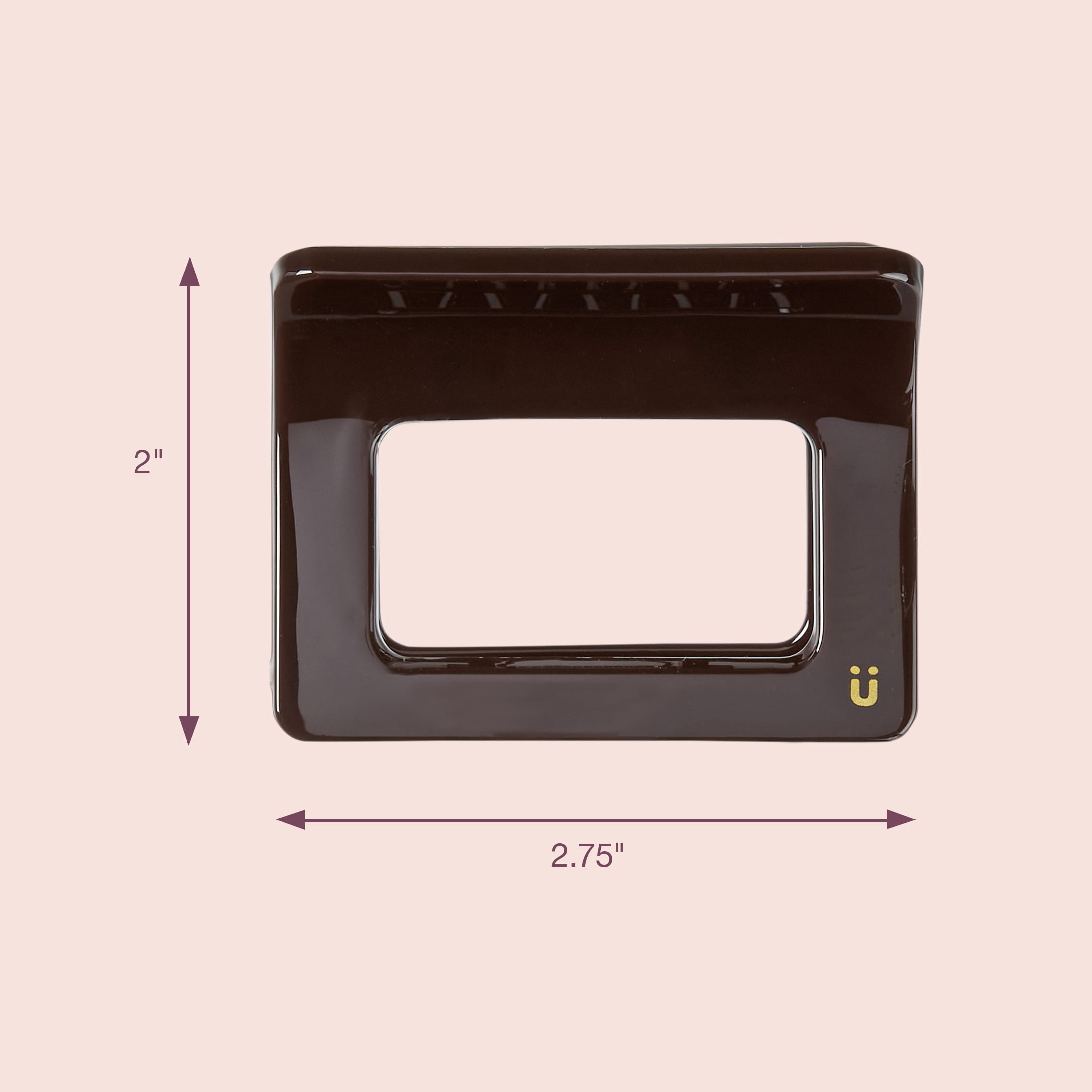 Scunci Luxe by Conair Modern Square Claw Clip, Espresso Brown, Open Rectangle Design, 1 Count