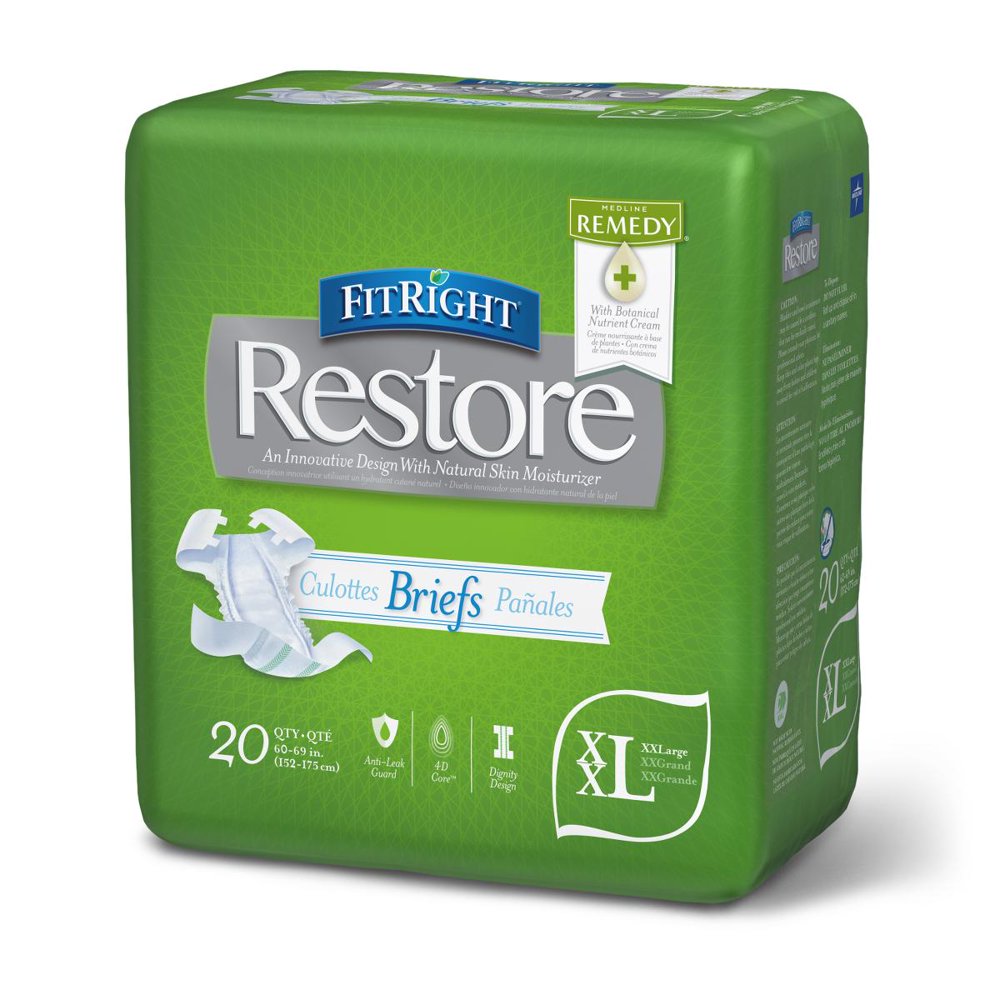 Medline FitRight Restore Ultra Disposable Briefs,20 Count (Pack of 4