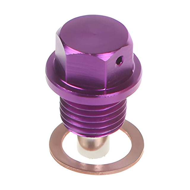 Purple Magnetic Oil Drain Plug M12X1.25 Aluminum Alloy Oil Pan Screw Car Modification Transmission Plug With Gasket High Performance Engine Protection 1.18 Inch