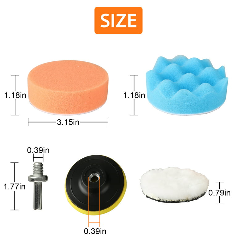 SIQUK 48 Pieces Car Polishing Pad Kit 3 Inch Buffing Pads Sponge Polishing  Pads Foam Buffer Polish Pads Car Polisher Attachment for Drill