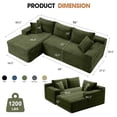 thumbnail image 2 of Aukfa 96" Cloud Sectional Sofa Deep Seat Boneless Couch Modular L-Shaped Couch, Left Chaise Corduroy Sofa for Living Room, Green, 2 of 9
