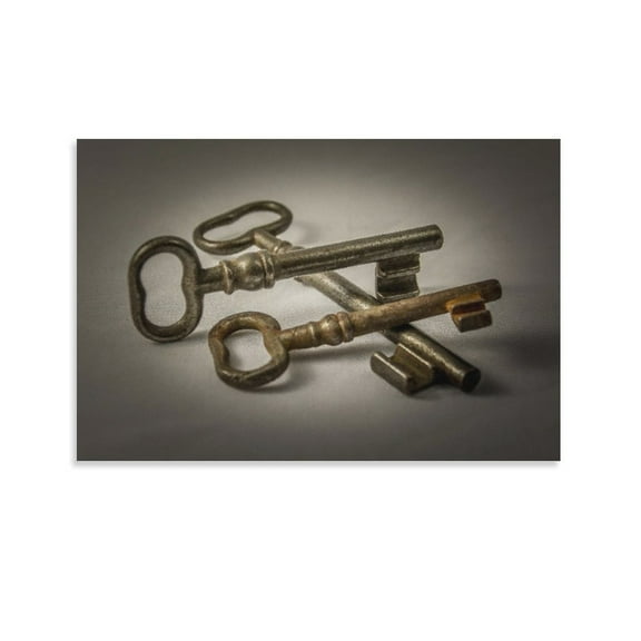 Three Skeleton Keys Metal Old Poster Decorative Painting Canvas Wall Art Living Room Posters Bedroom Painting,Unframe-style,24x36inch(60x90cm)