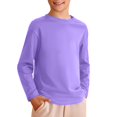 thumbnail image 2 of Povozer Boys Girls Crew Neck Kids Long Sleeve Shirts Solid Warm Unisex Round Neck Top(Light Purple,8-9 Years), 2 of 4