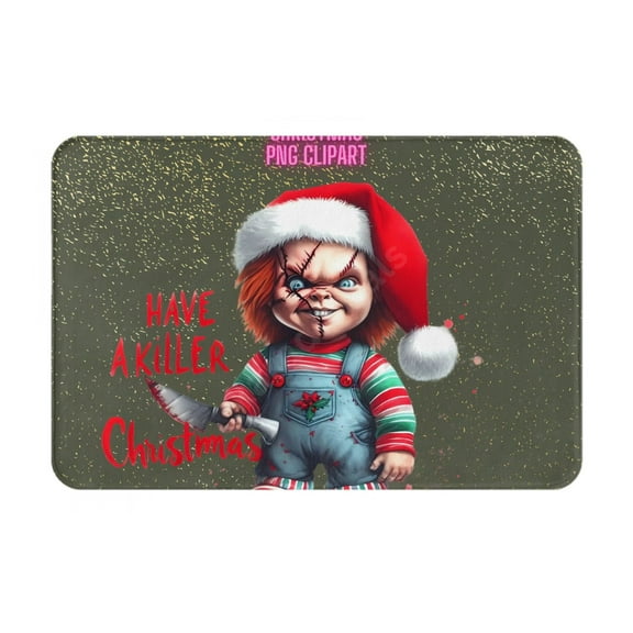 Lsque Chucky Pattern Doormat, Durable Flannel Fabric, Waterproof Stain and Fade Resistant, Low Profile,Indoor Outdoor Door Mats, Easy Clean Patio Entrance Mat, 16x24in