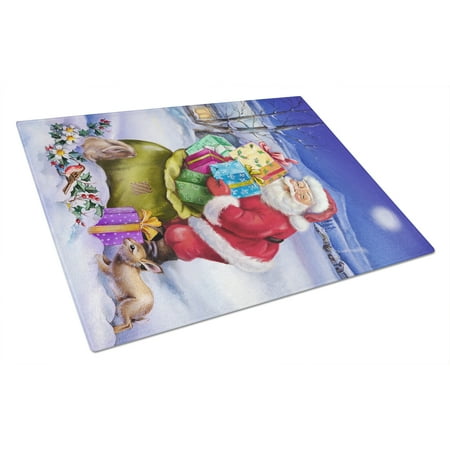 

Carolines Treasures APH6556LCB Christmas Santa Claus with Rabbits Glass Cutting Board Large 12H x 16W multicolor