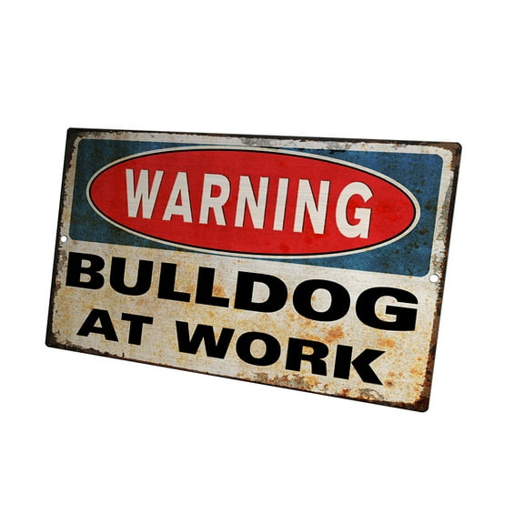 KuzmarK Yard Lawn Fence Sign - Warning Bulldog At Work