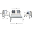 thumbnail image 5 of Safavieh Montez 4-Piece Eucalyptus Wood Outdoor Set with Pillows in Gray/Beige, 5 of 8