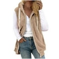 thumbnail image 2 of Pounoo Fuzzy Fleece Vest for Women Zip Up Gift Hooded Sleeveless Sherpa Jacket With Pockets Lightweight Vest Fall Fashion, 2 of 5