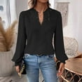 thumbnail image 2 of Women Fashion Solid V Neck Lace Long Sleeve Casual Simple And Comfortable T Shirt Top, 2 of 2