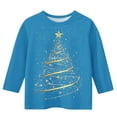 thumbnail image 3 of Atogsazn Kids Girls Christmas 3/4 Sleeve Shirt Children Christmas Tree Crew Neck Loose Fit Blouse Pullover Tops Clothing 06-Blue 7-8Years Fashion, 3 of 4