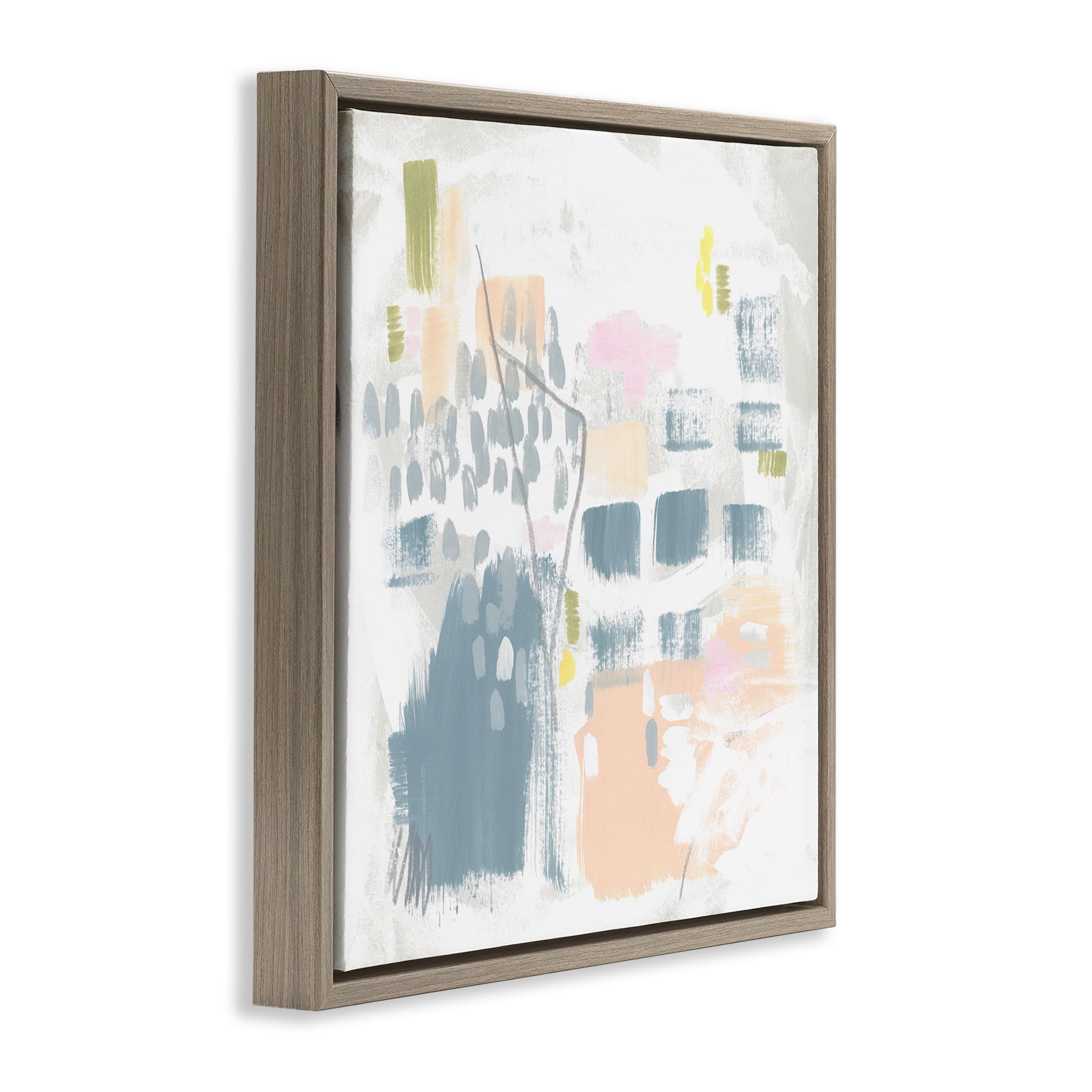 Stupell Industries Varied Pastel Patterns Abstract Painting Brown Floater Framed Canvas Art Print Wall Art, 25 x 25
