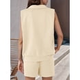 thumbnail image 4 of Fancyglim Two Piece Outfits for Women V Neck Lounge Sets Sleeveless Tops and Shorts Set with Pockets Apricot 2X-Large, 4 of 5