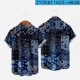 thumbnail image 1 of 2022 New Original Risk Free Wave Pattern 3D Printing Lapel Men's T-Shirt Top Hawaiian Beach Style, 1 of 5