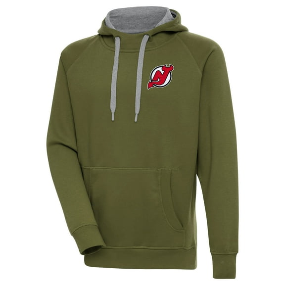 Men's Antigua Olive New Jersey Devils Victory Pullover Hoodie