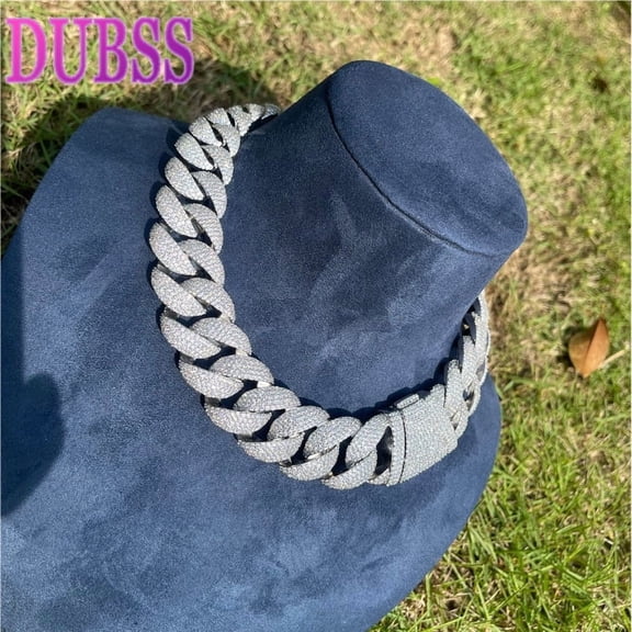 Dubss Prong Necklace for Men Iced Out Cuban Link Chain Special Clasp Cubic Zirconia Hip Hop Jewelry