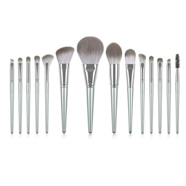 Make Up Brushes, Soft Bristles Cosmetic Makeup Brush Set Silver Firm Brush Handle Handcrafted 14pcs For Daily Use