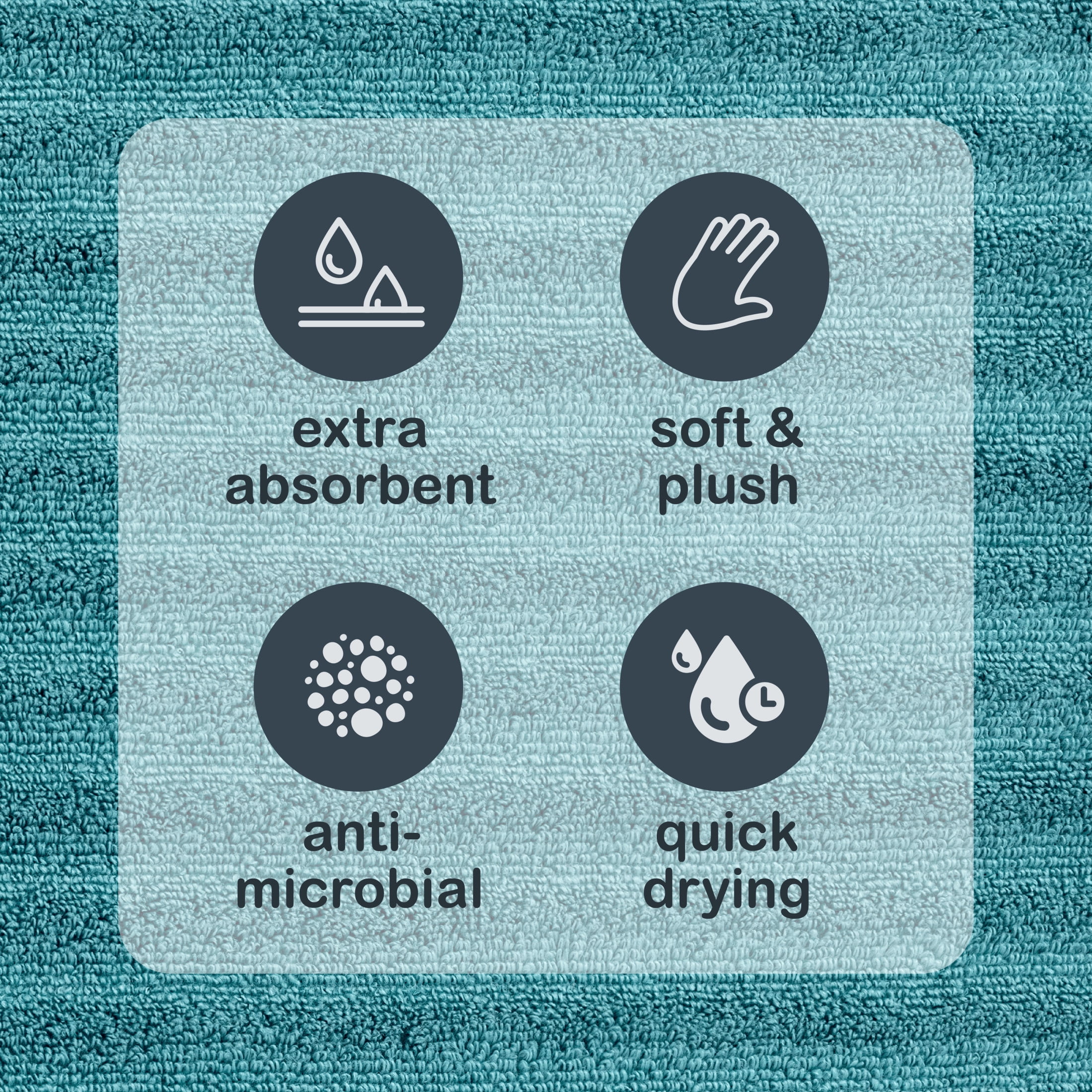 Mainstays Performance Textured Bath Towel 6-Piece Set, Cool Water