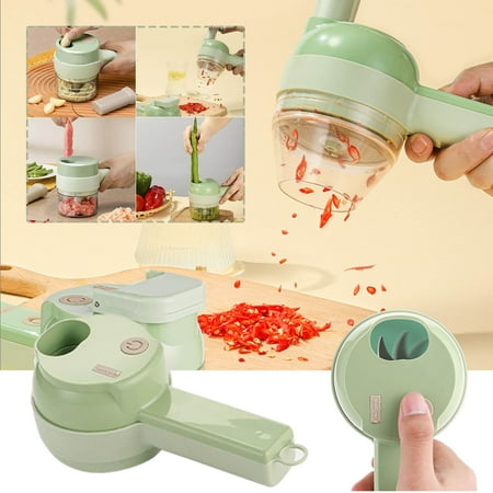 

PPHHD Kitchen Goods Electric Vegetable Cutter Set - 4 In 1 Portable Rechargeable Wireless Food Processor & Chopper Machine For Pepper Garlic Oni-on Celery & Meat