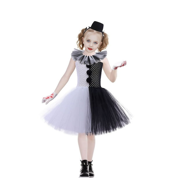 Disfraz de payaso de carnaval de Halloween lindo vestido de tutu blanco y negro para nina vestido de fiesta de cumpleanos regalo festivo conjunto de accesorios de ropa Walmart en linea