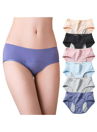 Lace Period Underwear for Women Hi-Cut Menstrual Period Panties 4-Layers  Leak-Proof Cotton Protective Briefs Pack of 3 