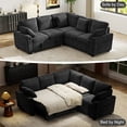thumbnail image 6 of BedLuxury 83" Sectional Sleeper Sofa With Pull Out Bed, Storage Seat & USB Charging, L Shape Modern Couch for Living Room, Corduroy Black, 6 of 8