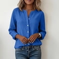 thumbnail image 5 of purcolt Womens Button Down Shirts Crewneck Long Sleeve Dressy Casual Blouses Classic Fit Business Work Office Tops, 5 of 9
