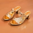 thumbnail image 4 of Hurxie Womens Chunky Block Low Heel Open Toe Sandals Mules Shoes Slingback Slip-on Prom Wedding Dress Gold 5.5, 4 of 6