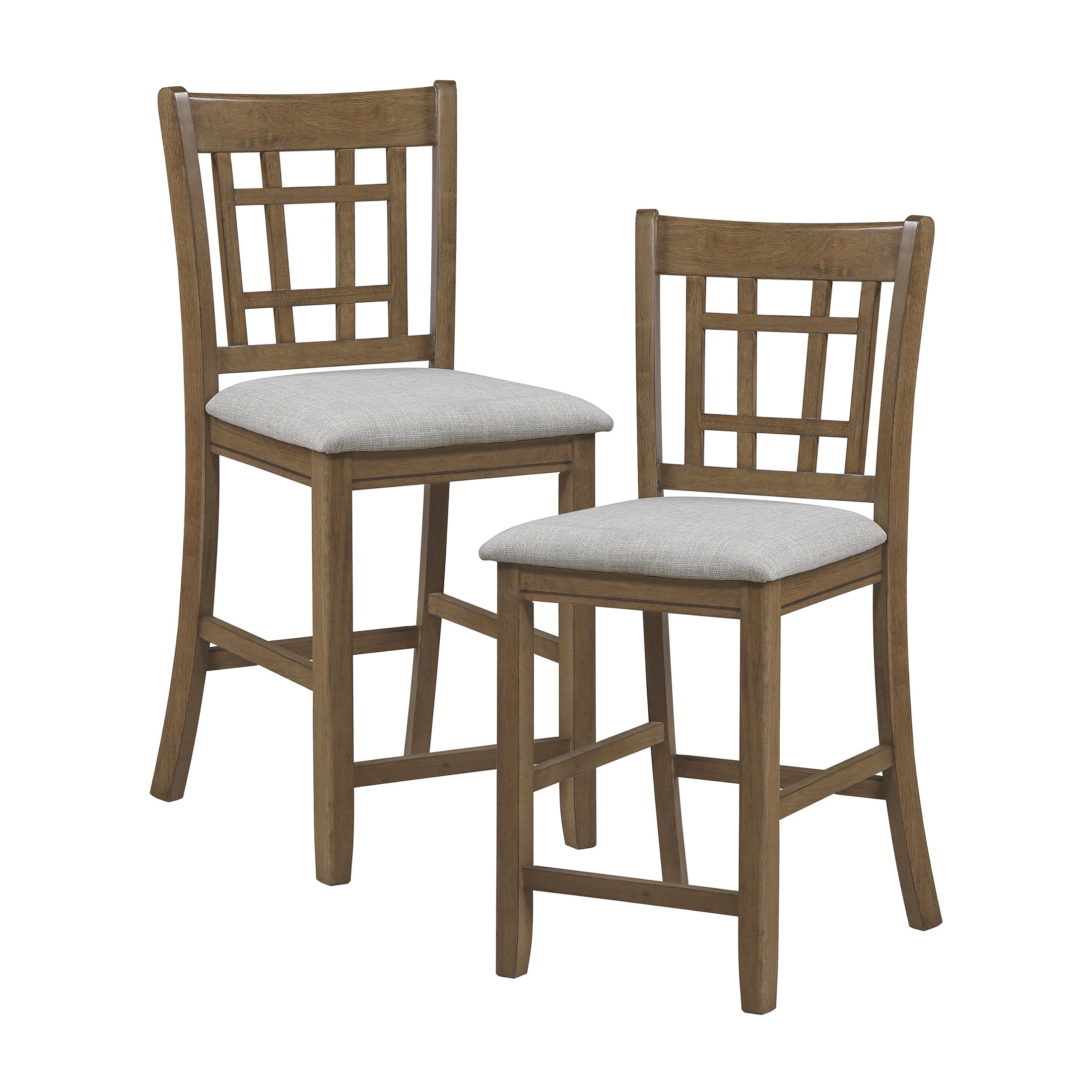 OakvillePark Lume Farmhouse Lattice Back Counter Height Chair, Light Gray/Brown (Set of 2)