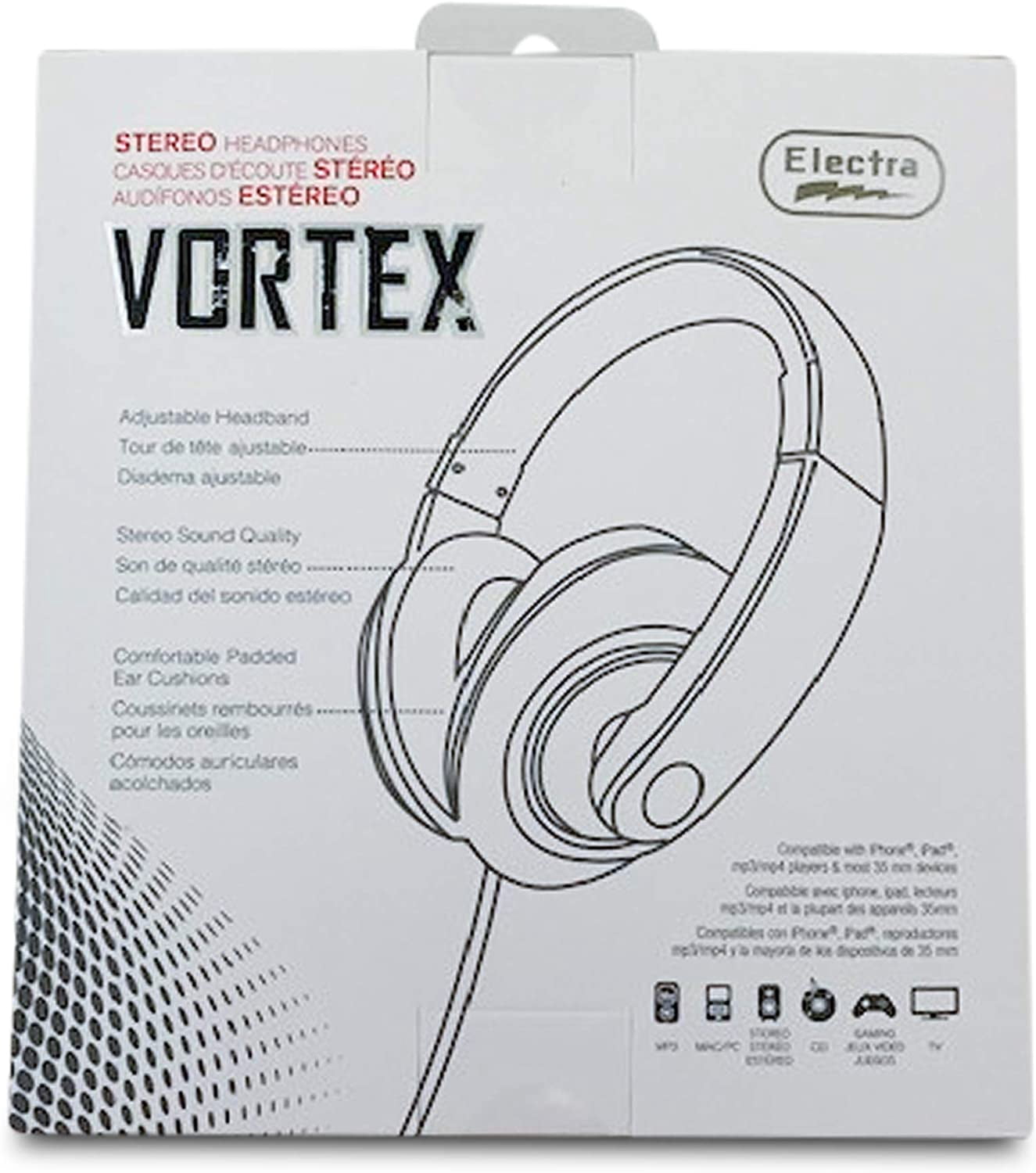 Electra Vortex Stereo Headphones White 