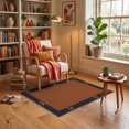 thumbnail image 3 of ODIKA 3'x5' Ultra-Soft Throw Mat, Navy Terracotta Floral Border Design Elegant Art Motif with Leaf Accents Washable, Bare feet friendly, Easy Care Indoor rug for Bedside, Vanity, 3 of 7