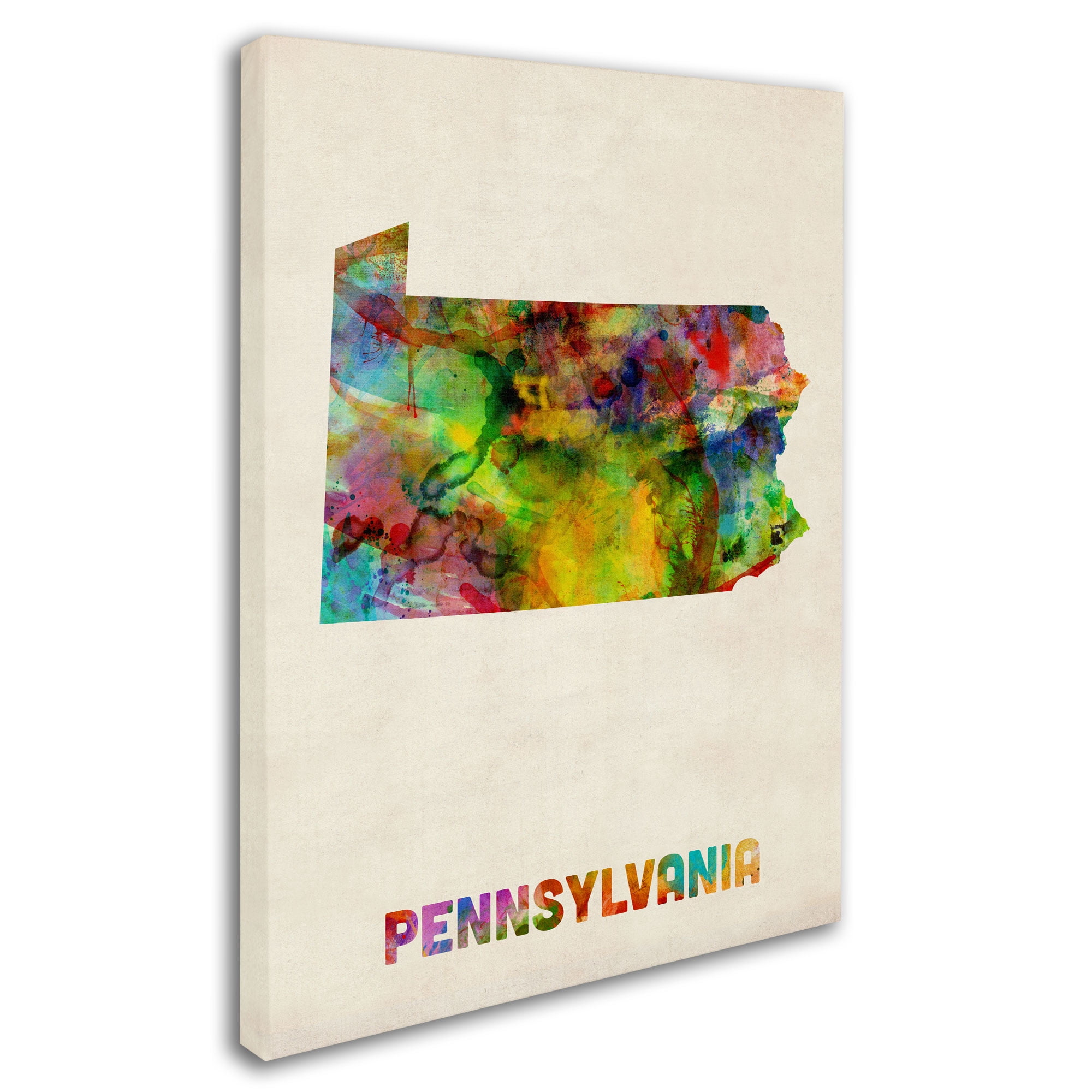 Trademark Fine Art "Pennsylvania Map" Canvas Wall Art by Michael Tompsett