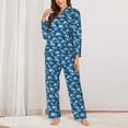 thumbnail image 2 of Balery Sea Water Wave Conjunto de Pijama con Estampado para Mujer, Conjunto de Dos Piezas con Manga Larga, Ropa de Dormir Suave con Bolsillos, Pijamas Cómodos-XX-Large, 2 of 7