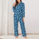 thumbnail image 2 of Balery Sea Water Wave Conjunto de Pijama con Estampado para Mujer, Conjunto de Dos Piezas con Manga Larga, Ropa de Dormir Suave con Bolsillos, Pijamas Cómodos-Medium, 2 of 7