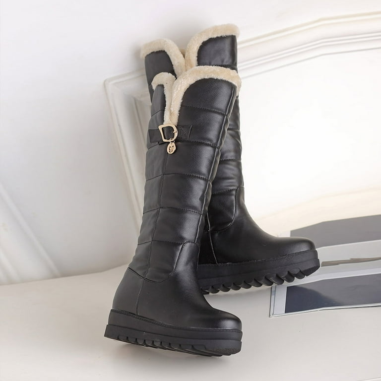 Womens Snow Boots Waterproof Insulated Belt Buckle Thick Fleece