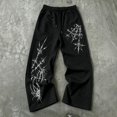 thumbnail image 5 of ibiyuan Men's Y2k Spiderweb Graphic Baggy Sweatpants Elastic Waist Wide Leg Active Track Pants Streetwear, 5 of 7
