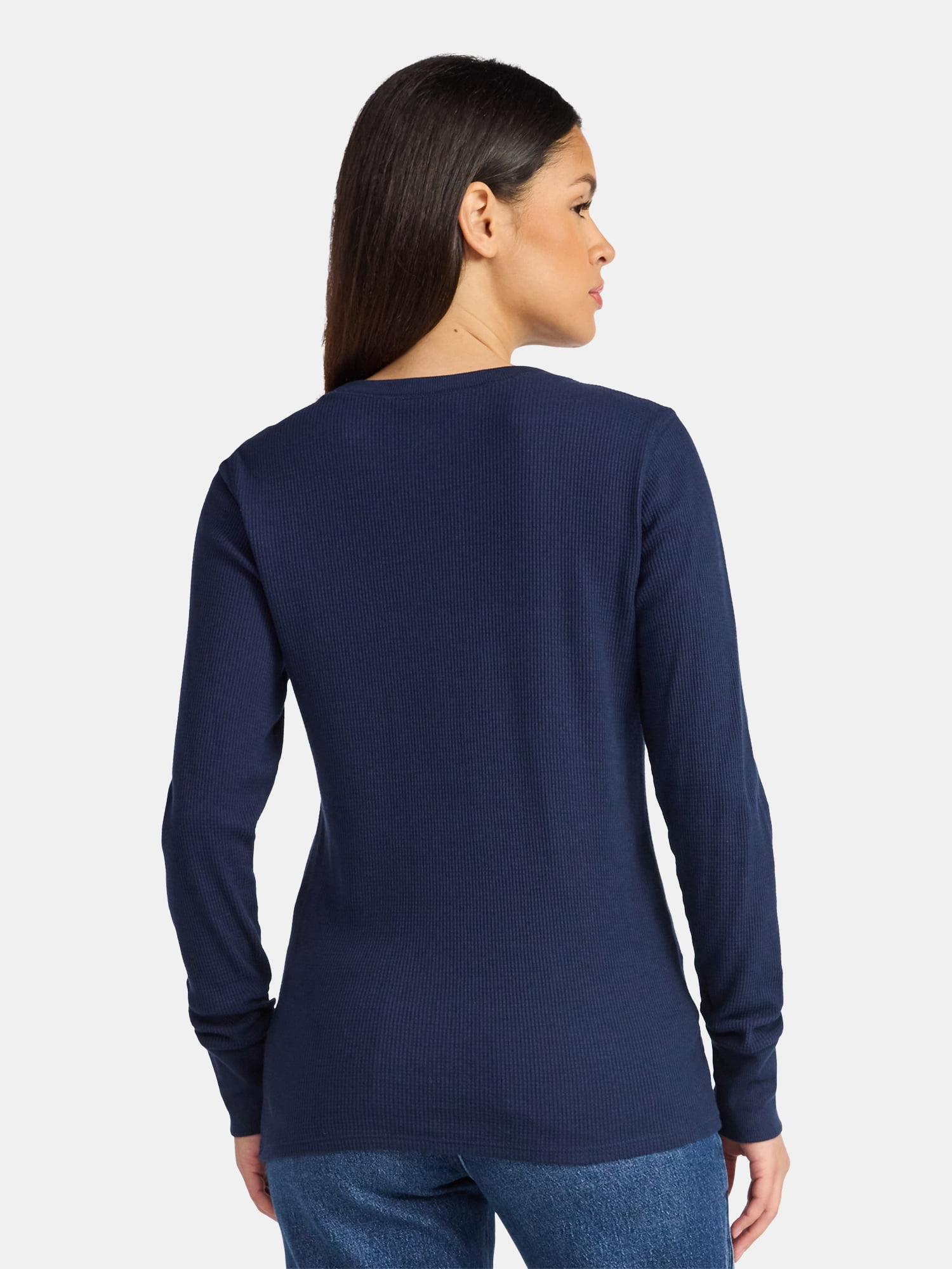 Time and Tru Women's Thermal Tee with Long Sleeves, Size XS-XXXL