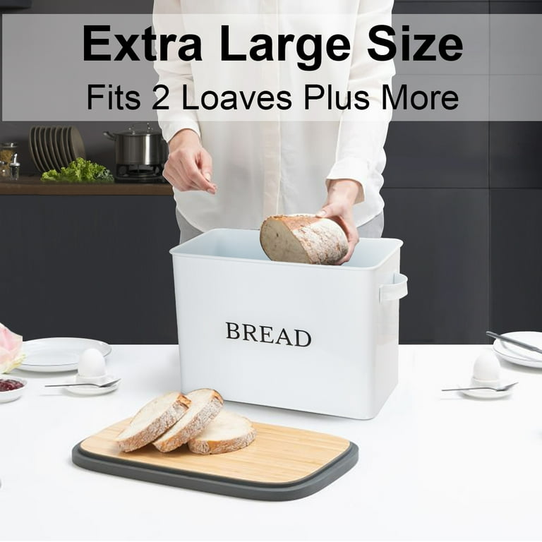 Andwarmth Bread Storage-Bread Container-Bread Keeper-Bread Dispenser  -Airtight Bread Box-Bread Saver-Bread Boxes for Kitchen Counter-White 2