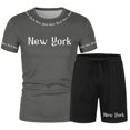 thumbnail image 4 of SHIXIAOO Costumes pour Hommes Tenues Décontractées pour Usage Quotidien Ensemble T-Shirt Col Rond Élégant avec Design Imprimé pour Mode de Rue en Été Kan Sui Ensemble Veste et Pantalon Slim Fit 3 Pcs, 4 of 4