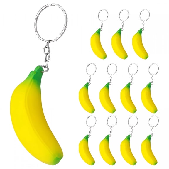 DESIGNICE 12Pcs Banana Fruit Charm Keychain Funny Bag Hanging Key Chain Funny Keychain