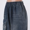 thumbnail image 4 of Aayomet Womens Jeans Elastic Waist Ripped Stitching Shorts Cropped Jeans (Dark Blue, L), 4 of 5