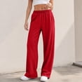 thumbnail image 6 of WULMLEO Sweatpants Women Fall Winter Elastic Waist Wide Leg Solid Pant Lounge Comfortable Paloma Pants Soft Oversized Trousers with Pockets Red XL, 6 of 8