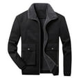 thumbnail image 3 of Men's Polar Fleece Warm Sherpa Lined Shirt Jacket for Men Thick Button Lapel Jacket Work Cargo Outerwear Coats with Pockets Up to 65% off Clear!Clearance!!!, 3 of 5