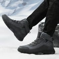 thumbnail image 4 of Xfvqtps Mens Snow Boots Plush Fleece Line Suede Sole Lace Up Thick Bottom Fashion Waterproof Non Slip Outdoor Climbing Hiking Ankle Booties Solid Color Winter Warm Casual Short Boots, 4 of 9