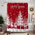 thumbnail image 7 of Shower Curtain 36"W x 78"L Winter Reindeer Pine Trees Silhouette Red Fabric Shower Curtains Set with Hooks Water Repellent Bathroom Curtains Machine Washable Bathroom Accessories, 7 of 7