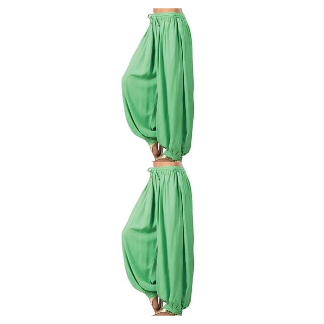 Minnieouse Pantalón de pierna ancha Pantalones casuales Pantalones de chándal de yoga de talla grande Ropa de playa para niñas Pantalón de Verde XXL 2piezas