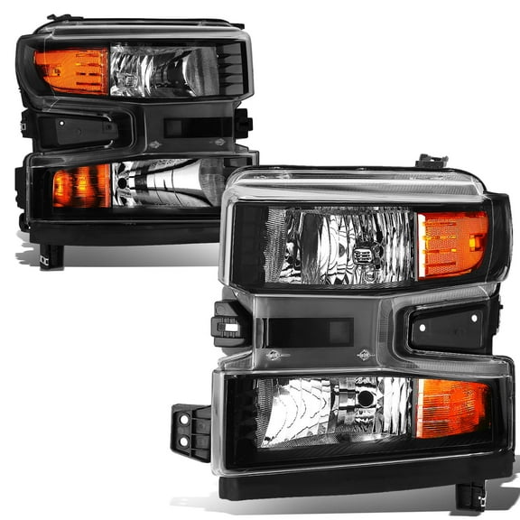 DNA Motoring For 19-24 Chevy Silverado 1500 OE Style Black Amber Corner Headlight Lamps pair