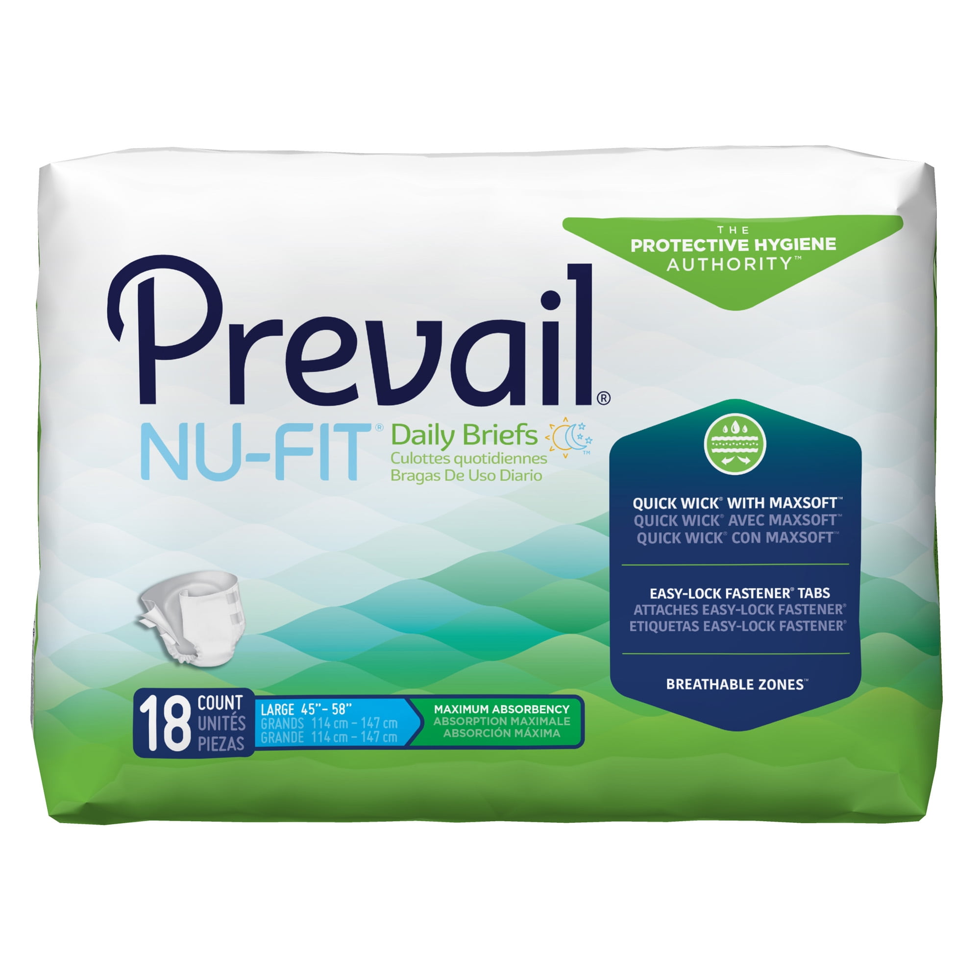 Prevail Nu-Fit Daily Briefs, Incontinence, Disposable, Maximum ...