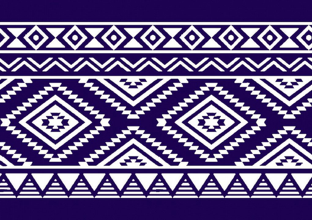 IBA Indianbeautifulart Blue Aztec Geometric Fabric Laces For Crafts Printed Velvet&nbsp;Trim&nbsp;Fabric Sewing Border Ribbon&nbsp;Trims&nbsp;9 Yards 4 Inches