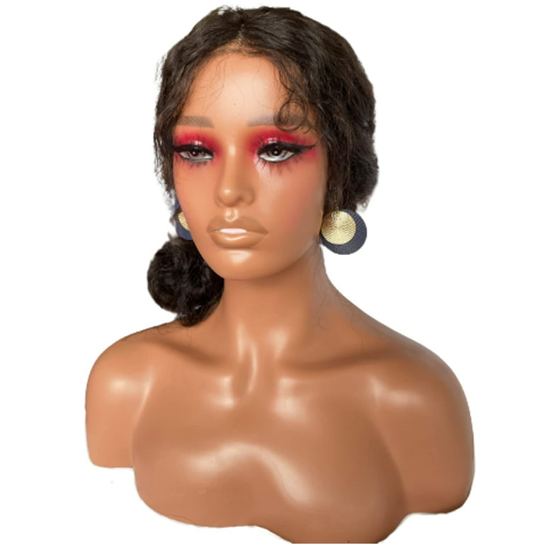 Realistic Female Mannequin Head Bust with Shoulders 17 Inch Wig Head  Display, Br